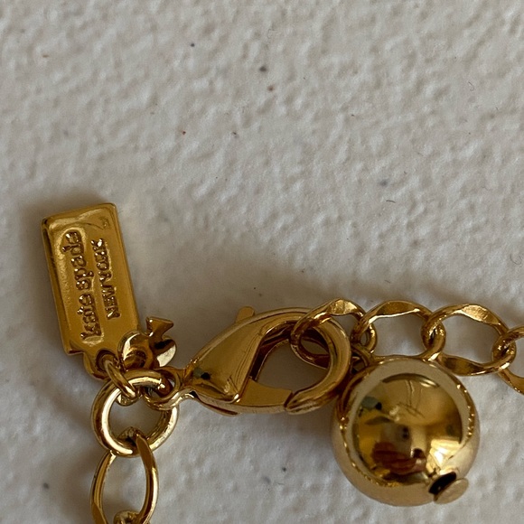 Kate Spade NY Collar Necklace Rhinestone Crystal Pearl Gold Tone Chain - Picture 3 of 5